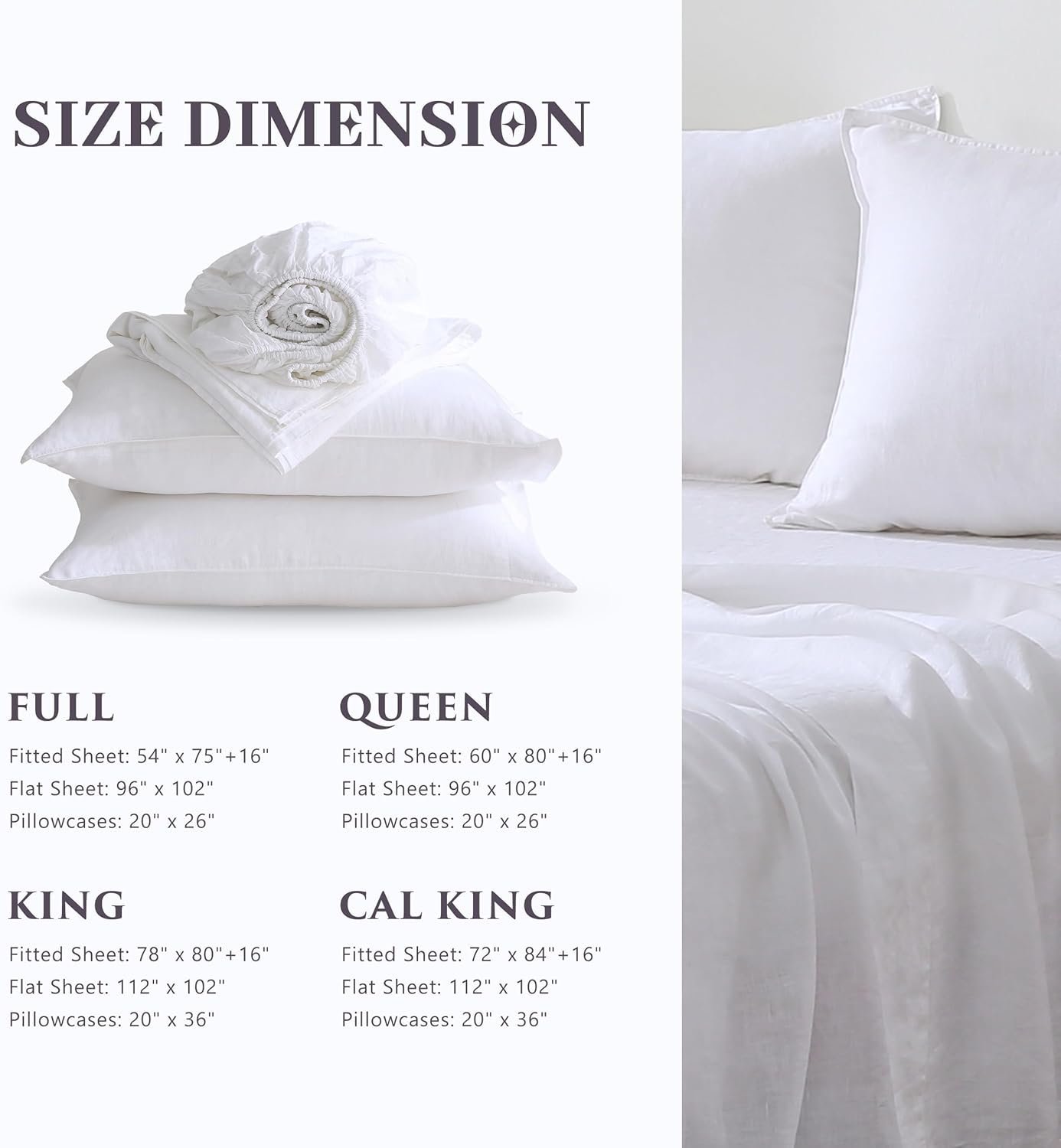 100% French Linen Sheet Set – Queen Size, 4-Piece (White) - Image 4